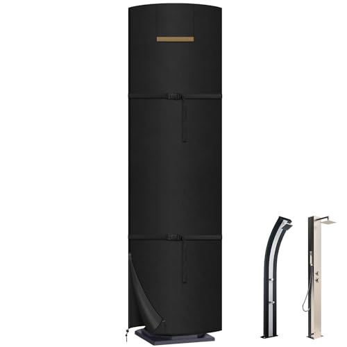 VANSHEIM Gartendusche Abdeckhaube Solardusche Schutzhülle für Solardusche Winterfest Abdeckplane Solar Dusche Wasserdicht Abdeckhauben für Sonnenschirm Winddicht UV-Beständiges 420D Oxford 230x67cm von VANSHEIM