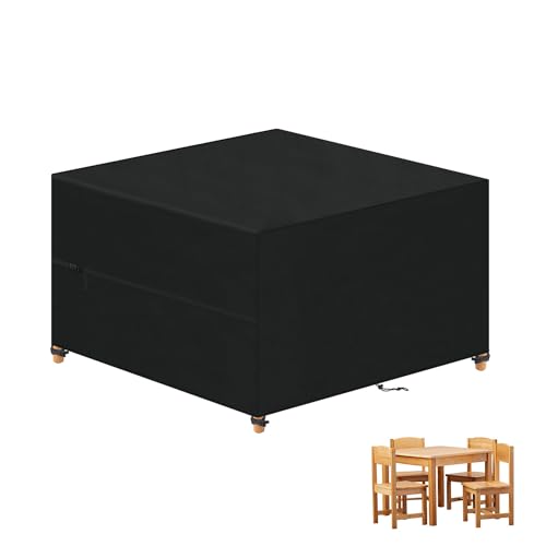 VANSHEIM Gartenmöbel Abdeckung Wasserdicht Schutzhülle Gartenmöbel Abdeckung für Tisch und Stühle Abdeckplane Gartenmöbel Abdeckhaube Gartenmöbel Winddicht Anti-UV 420D Oxford Gewebe 100x100x80cm von VANSHEIM