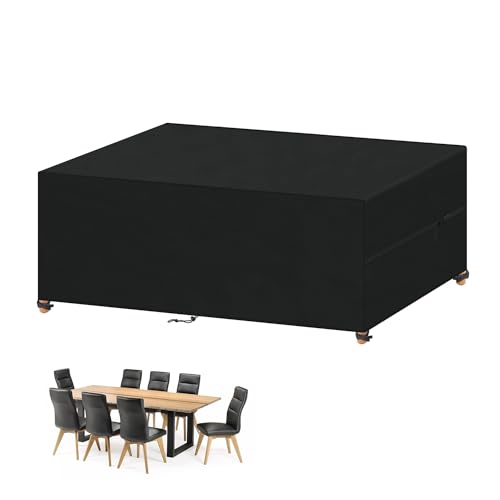 VANSHEIM Gartenmöbel Abdeckung Wasserdicht Schutzhülle Gartenmöbel Abdeckung für Tisch und Stühle Abdeckplane Gartenmöbel Abdeckhaube Gartenmöbel Winddicht Anti-UV 420D Oxford Gewebe 200x90x75cm von VANSHEIM