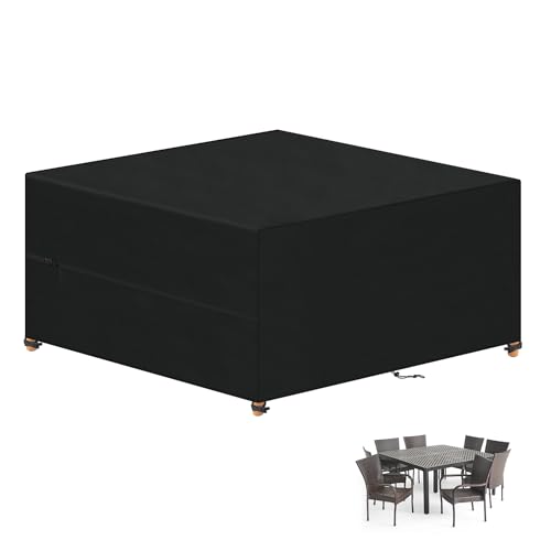 VANSHEIM Gartenmöbel Abdeckung Wasserdicht Schutzhülle Gartenmöbel Abdeckung für Tisch und Stühle Abdeckplane Gartenmöbel Abdeckhaube Gartenmöbel Winddicht Anti-UV 420D Oxford Gewebe 220x220x85cm von VANSHEIM
