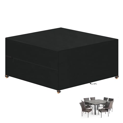 VANSHEIM Gartenmöbel Abdeckung Wasserdicht Schutzhülle Gartenmöbel Abdeckung für Tisch und Stühle Abdeckplane Gartenmöbel Abdeckhaube Gartenmöbel Winddicht Anti-UV 420D Oxford Gewebe 230x230x85cm von VANSHEIM