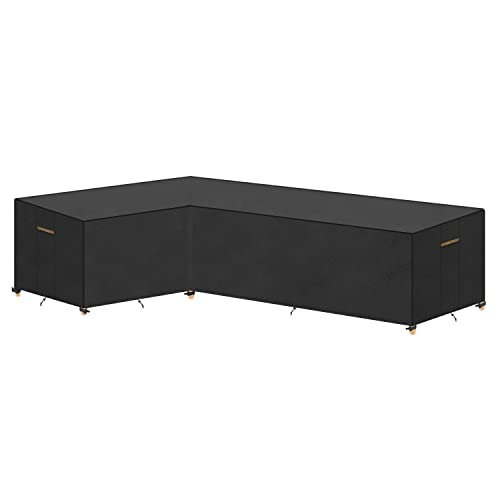 VANSHEIM L-Form Gartenmöbel Abdeckung Wasserdicht Lounge Abdeckung l-form Schutzhülle Loungemöbel Waterdichte Ecksofa Abdeckung 420D Abdeckhauben für GartenSofa Abdeckhülle Loungesofa 216x270x87/80cm von VANSHEIM
