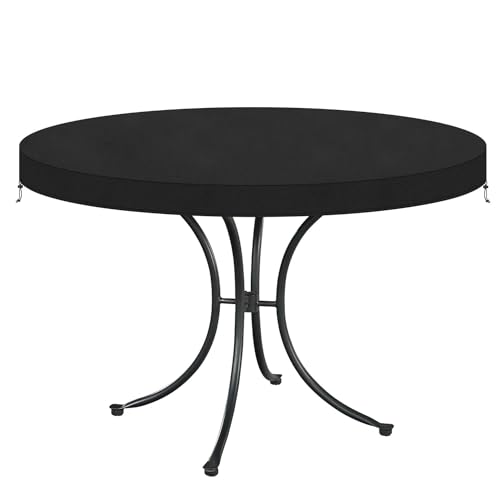 VANSHEIM Tischabdeckung Gartenmöbel Abdeckung Wasserdicht Abdeckung Gartentisch Abdeckung Gartenmöbel Abdeckung für Rund Gartentische UV Beständig Oxford Gewebe Ø132x10cm von VANSHEIM