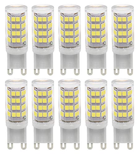 10pcs G9 4.5W LED Kaltweiss 6000K Glühbirne, SMD2835 52 LEDs AC230V für Kronleuchter ersetzen 45W Halogenlampe, Hochtemperatur beständiger Keramikkörper von VANSUKY