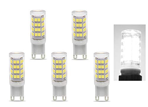 5er G9 4.5W LED Kaltweiss 6000KGlühbirne, SMD2835 52 LEDs AC230V für Kronleuchter ersetzen 45W Halogenlampe, Hochtemperatur beständiger Keramikkörper von VANSUKY