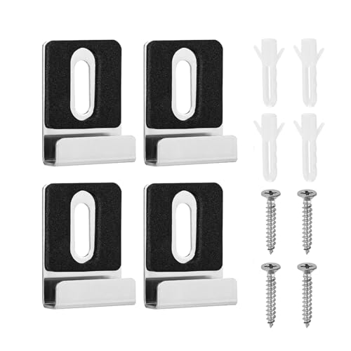 4 x 3,6 x 2,5 cm robuste Metall-Spiegelhalter-Set, Schrauben, Gummi-Pads, Spiegel-Clips, Wandmontage, Werbetafel-Display (Silber) von VANTOBEST
