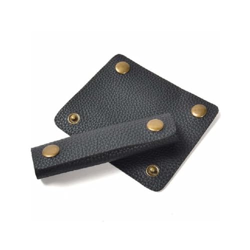 Handtaschengriffabdeckungen aus Leder, weich, 10 x 12 cm, Messingverschlüsse, für Koffer-Zubehör, Schwarz, 2 Stück von VANTOBEST