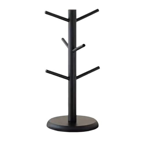 VANTOBEST Schwarzer Becherhalter mit Baum, Tassenhalter, Kaffeebecherhalter, Becherhalter mit 6 Haken für Arbeitsplatte, Kaffeetassenregal, Organizer-Ständer von VANTOBEST