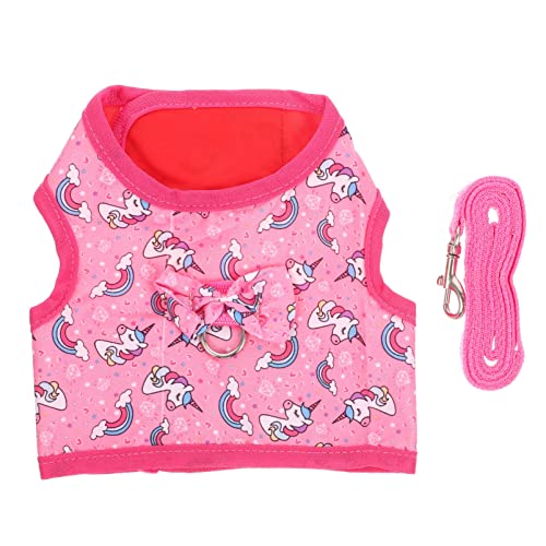 VANZACK 1 Satz Hasenkleidung Kätzchenleine Haustierleine Cartoon-häschen-Geschirr-kit Anti-Flucht-hasenleine Haustierweste Leine Traktionsgeschirr Für Haustiere Polyester Rosa von VANZACK