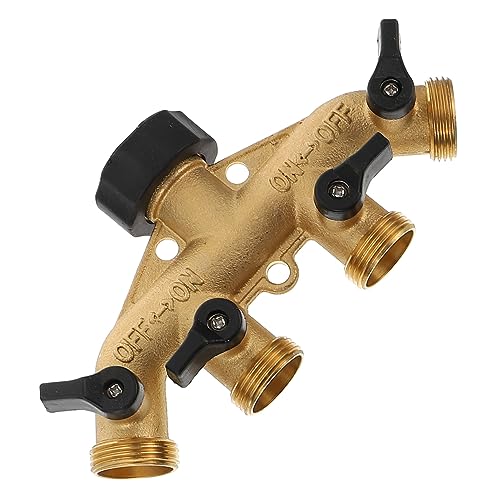 VANZACK 1 Satz Messing Gartenschlauch Verteiler mit Ausgängen Hochwertiger Wasserhahn Adapter für Garten Individuell Robuste Konstruktion Teiliges Set von VANZACK