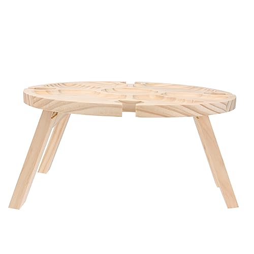 VANZACK Klappbarer Runder Picknicktisch Mit Weinglashalter Tragbarer Faltbarer Tisch Für Outdoor-aktivitäten Garten Camping Und Strand Für Weinliebhaber von VANZACK