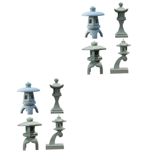 VANZACK 2 Sätze Mini Japanische Laterne Dekoration Für Bonsai Garten Und Aquarium Sechseckige Und Hohe Laterne Japanische Deko Für Zen Und Realistisch 4 Stücke * 2 von VANZACK