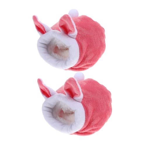 VANZACK 2 Stück Kleines Haustierversteck mit Plüschfutter Warmes Isoliertes Winterbett für Hamster Igel Kleine Tiere Kuscheliges Waschbares mit Niedlichem Cartoon Design von VANZACK