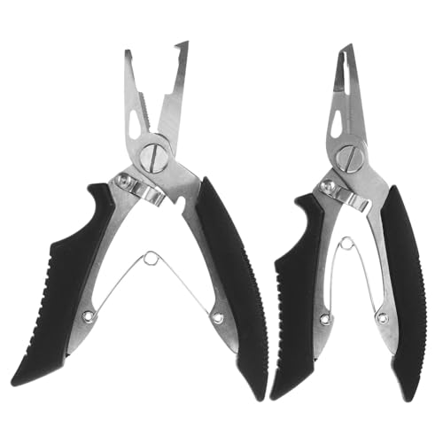 VANZACK 2 Stück Multifunktionale Rostfreie Gebogene Angelschere und Zange Präzise Gefertigt Leicht und Langlebig für Angelzubehör Hakenentfernung Schnur Schneiden und Fischkontrolle von VANZACK