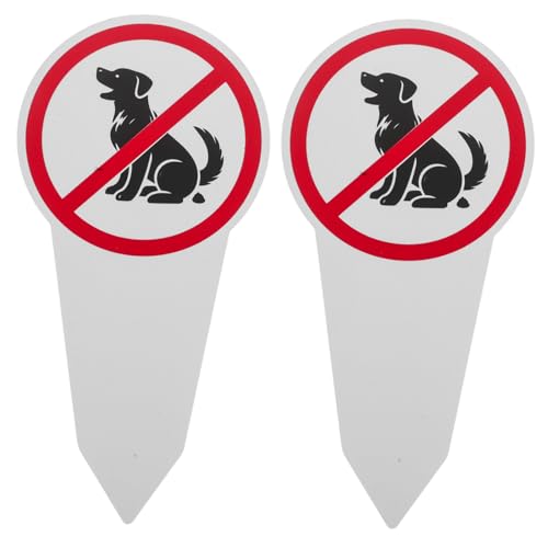 VANZACK 2 Stück No Dog Poop Schild Aluminium mit Erdspieß Wetterfestes Warnschild für Garten Park Effektive Hunde Hinterlassenschaften Vermeidung Einfache Anbringung für von VANZACK
