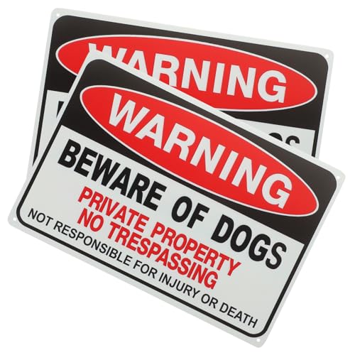 VANZACK 2 Stück Teiliges Hundewarnschild aus Eisen für Garten und Klare Warnung Beware Of Dog Wetterfestes Gartenschild zur von Familie und Besuchern von VANZACK