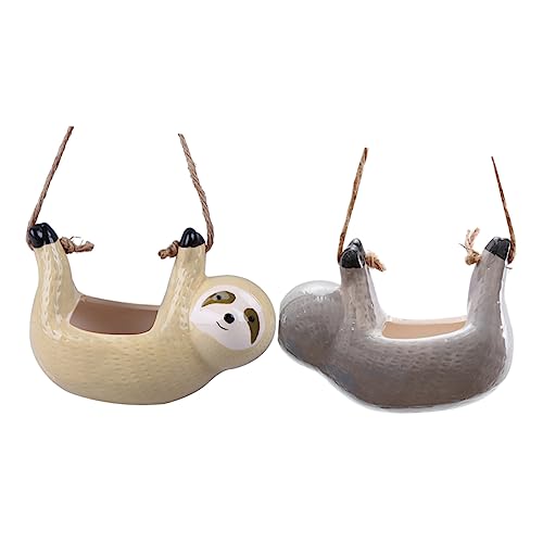 VANZACK 2 Stücke Hängender Sloth Keramik Blumentopf für Sukkulenten Wandmontierter Pflanzenhalter Platzsparender Pflanzenbehälter für Balkon und Garten VANZACK 2 Stücke Hängender Sloth Keramik Blumentopf für Sukkulenten Wandmontierter Pflanzenhalter Platzsparender Pflanzenbehälter für Balkon und Garten von VANZACK