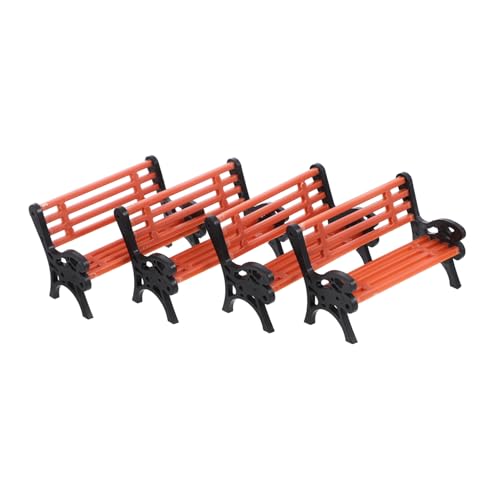 VANZACK 4 Stück Miniatur Sitzbank Modell Detailgetreu Gestaltete Miniatur Bank für Puppenhaus Sandtisch Gartenfiguren Kleine Hausdekoration Naturgetreues Design für Feengarten und Balkon von VANZACK