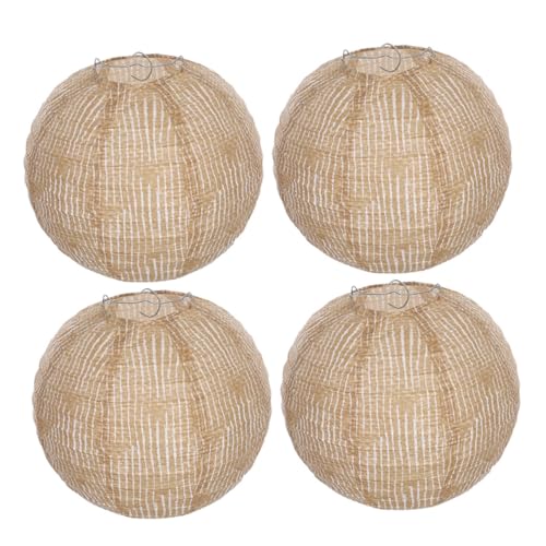 VANZACK 4 Stück Rustikale Hängelaternen aus Jute Runde Vintage-lampenschirme aus Leinen Natürliche Dekoration für Hochzeit Kindergeburtstag und Weihnachtsfeier von VANZACK
