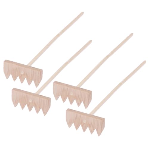 VANZACK 4 Stück Teiliges Bambus Mini Rechen Leichter Zen Sandspielzeug Rake für Mikro Dekoration Sandtisch Zubehör für DIY Sandkunst und Meditative Entspannung von VANZACK