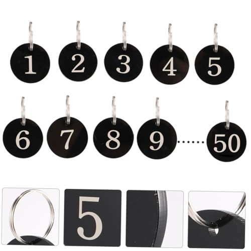 VANZACK 50 Stück Teiliges Schwarze Runde Nummernschilder mit Metallringen Langlebige Schlüsselmarken für Hotels Restaurants Supermärkte Praktische Staubdichte Tischnummern VANZACK 50 Stück Teiliges Schwarze Runde Nummernschilder mit Metallringen Langlebige Schlüsselmarken für Hotels Restaurants Supermärkte Praktische Staubdichte Tischnummern von VANZACK