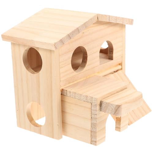 VANZACK Chinchilla Käfigzubehör Doppeldeck Schloss für Kleine Haustiere Mehrschichtige Rattenhütte Sicheres Holznest für Hamster und Versteck für Komfortables VANZACK Chinchilla Käfigzubehör Doppeldeck Schloss für Kleine Haustiere Mehrschichtige Rattenhütte Sicheres Holznest für Hamster und Versteck für Komfortables von VANZACK