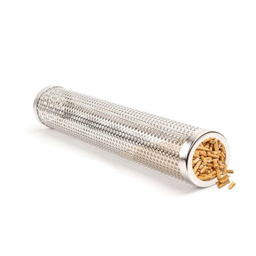 VANZACK Edelstahl Pellet Tube Smoker mit Feinem Perforationsnetz für Intensive Rauchentwicklung Langlebig Rostfrei Geeignet für Gas- Holzkohle Pelletgrills Verleiht Steak Fisch Geflügel von VANZACK