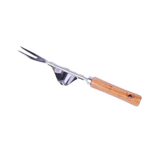 VANZACK Edelstahl Unkrautstecher mit Holzgriff Hand Jäter mit Gebogenem Metallfuß zum Einfachen Entfernen von Wildkraut Effektives Gartengerät für Terrasse Garten und Robustes von VANZACK