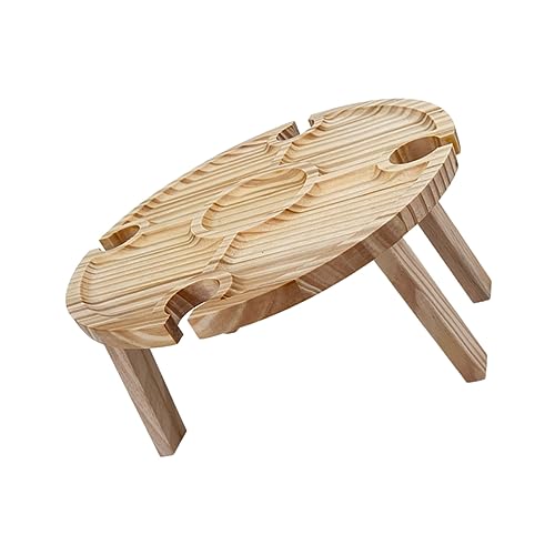 VANZACK Faltbarer Campingtisch Holz Tragbarer Picknicktisch für Outdoor Strand und Camping Kompakt und Leicht als Weintisch oder Essplatz bei Ausflügen von VANZACK