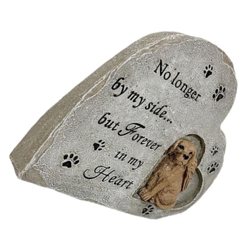 VANZACK Herzförmiger Hund Gedenkstein aus Langlebigem Resin für Haustiergrab im Garten Wetterfeste Tier Gedenktafel als Tröstende Gartendekoration für Verlorene Hunde und Haustiere von VANZACK