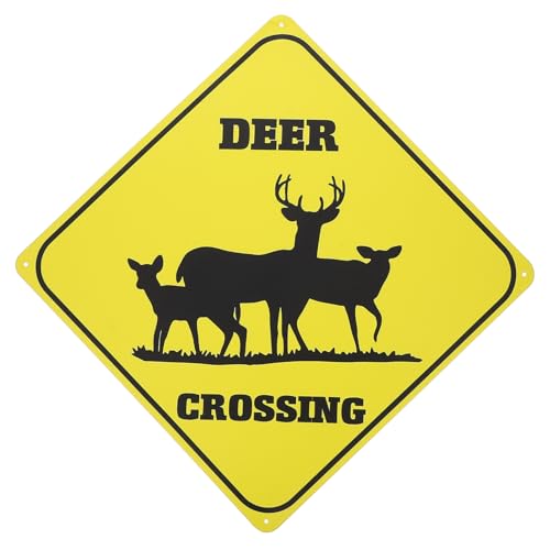 VANZACK Hirsche Kreuzen Metallschild Tierhirsche Verkehrskreuzung Reflektierendes Schild Dekoratives Hirschschild Für Garten Zuhause Draußen Drinnen von VANZACK