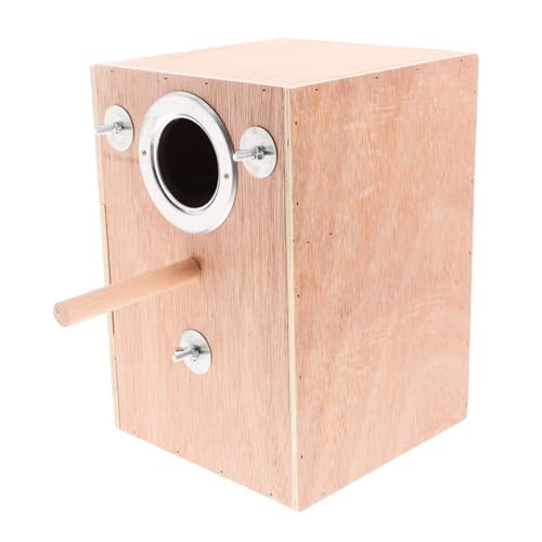 VANZACK Holz Vogelnistkasten mit Sitzstange für Papageien Nistbox für Wellensittiche Unterschlupf aus Natürlichem Holz Einfach zu Reinigen Geeignet für Außenbereich Gartenvogelzucht von VANZACK