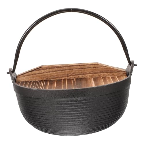 VANZACK Japanischer Gusseisen Kochtopf mit Holzdeckel Antihaft Camping Topf für Outdoor Picknick und Hitzebeständig und Tragbar von VANZACK