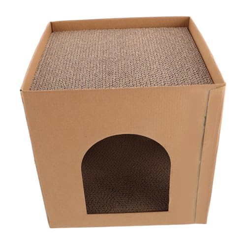 VANZACK Kratznest aus Wellpappe Quadratisch Langlebig Sicher Großes Katzenkratzbrett Katzenliege Multifunktional Katzenbett für Zuhause Natürliche Kartonqualität von VANZACK