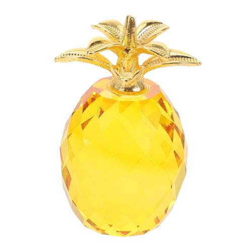 VANZACK Kristall-Ananas-Ornament Dekoration Mini dekorativ Jack Ananas-Modelle realistische Ananas süße Modelle Teehaustier Früchte schmücken Obst-Ananas- Obstdekor Glas Gelb von VANZACK
