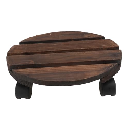 VANZACK Runder Blumentopf untersetzer mit Universalrollen Bewegliche Pflanzentopf ablage Tiefbraun Wetterfest für Innen Außenbereiche von VANZACK