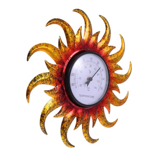 VANZACK Wandthermometer Sonnenform aus Analoges Outdoor Thermometer für Innen Außenbereich Langlebiges Dekoratives Temperaturmessgerät für Haus und Garten VANZACK Wandthermometer Sonnenform aus Analoges Outdoor Thermometer für Innen Außenbereich Langlebiges Dekoratives Temperaturmessgerät für Haus und Garten von VANZACK