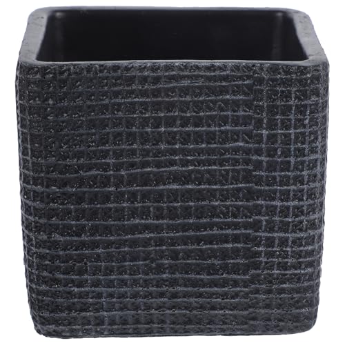 VANZACK Nordic Style Pflanztopf Mit Löchern Rechteckiger Schwarzer Zement-Topf Für Sukkulenten Und Kleine Pflanzen Moderner Blumentopf Für Und Schreibtisch-Dekoration von VANZACK