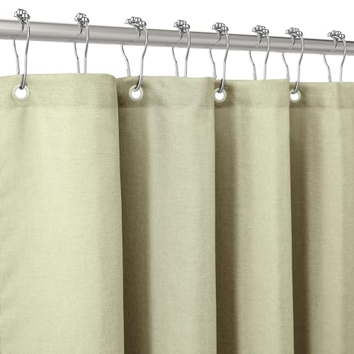 Duschvorhang Leinen mit Metall Duschvorhangringe Stoff Textil Badewannenvorhang Anti Schimmel Bad Vorhang Wasserdicht Badewanne Vorhang Schwerer Shower Curtain Badezimmer - 182 x 182cm (Salbeigrün) von VANZAVANZU