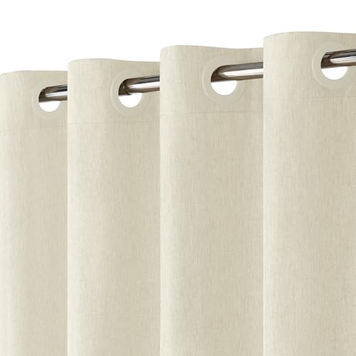 Hotelstil Duschvorhang Leinen mit wasserdichte Beschichtung, 230GSM Stoff Textil Duschvorhänge für Dusche und Badewanne, Großer Ösen, Waschbar Badvorhang, Beschwerter Saum, 184x191cm, Creme von VANZAVANZU