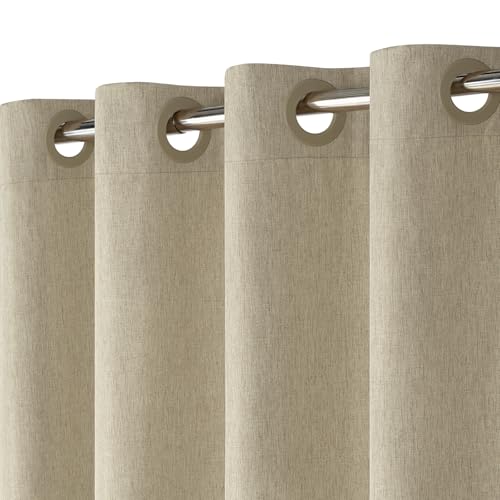 Hotelstil Hakenloser Duschvorhang Leinen mit wasserdichte Beschichtung, 230GSM Schwerer Stoff Textil Waschbar Duschvorhang mit Beschwerter Saum, Badevorhang für Dusche und Badewanne, 184x191cm, Taupe von VANZAVANZU