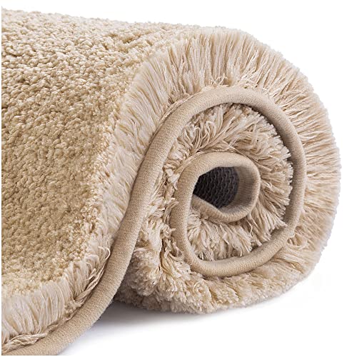 Badematte rutschfest Badteppich Verdickt Badezimmerteppich Weich Badeteppich Flauschige Mikrofaser Badvorleger, Supersaugfähig, Maschinenwaschbar, Schnell Trocknend - 40 x 60cm (Beige) von VANZAVANZU