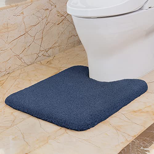 VANZAVANZU WC Vorleger mit Ausschnitt rutschfest WC Teppich Verdickt Klovorleger Weich Stand WC-Vorleger Flauschige Mikrofaser Toilette Badteppich - 50 x 60cm (Marineblau) von VANZAVANZU