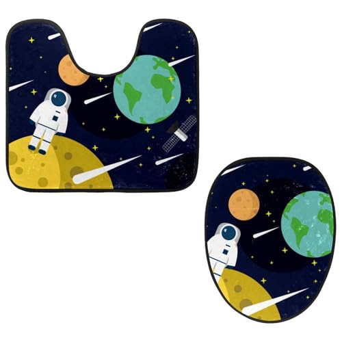 VAPOKF 2-teiliges WC-Vorleger-Set, U-förmige Konturmatte und WC-Deckelbezug, weich, rutschfest, Flanell-Badematte, WC-Sitzbezug – Galaxie, Planet, Astronaur Erde Sterne VAPOKF 2-teiliges WC-Vorleger-Set, U-förmige Konturmatte und WC-Deckelbezug, weich, rutschfest, Flanell-Badematte, WC-Sitzbezug – Galaxie, Planet, Astronaur Erde Sterne von VAPOKF