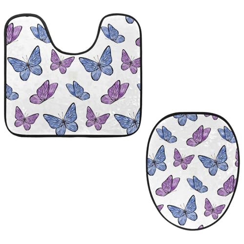 VAPOKF 2-teiliges WC-Vorleger-Set, U-förmige Konturmatte und WC-Deckelbezug, weicher, rutschfester Flanell-Badematte, WC-Sitzbezug – bunter Schmetterling, Violett VAPOKF 2-teiliges WC-Vorleger-Set, U-förmige Konturmatte und WC-Deckelbezug, weicher, rutschfester Flanell-Badematte, WC-Sitzbezug – bunter Schmetterling, Violett von VAPOKF