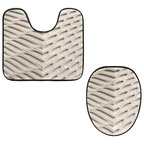 VAPOKF 2-teiliges WC-Vorleger-Set, U-förmige Konturmatte und WC-Deckelbezug, weicher, rutschfester Flanell-Badezimmerteppich, WC-Sitzbezug – Beige Tapete von VAPOKF