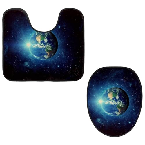 VAPOKF 2-teiliges WC-Vorleger-Set, U-förmige Konturmatte und WC-Deckelbezug, weicher rutschfester Flanell-Badematte, WC-Sitzbezug – Erde und Galaxie Sternenhimmel VAPOKF 2-teiliges WC-Vorleger-Set, U-förmige Konturmatte und WC-Deckelbezug, weicher rutschfester Flanell-Badematte, WC-Sitzbezug – Erde und Galaxie Sternenhimmel von VAPOKF