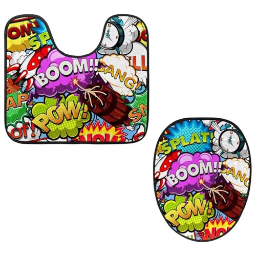 VAPOKF 2-teiliges WC-Vorleger-Set, U-förmige Konturmatte und WC-Deckelbezug, weicher rutschfester Flanell-Badezimmermatte, WC-Sitzbezug – Boom Bubble Rakete Wecker Gang VAPOKF 2-teiliges WC-Vorleger-Set, U-förmige Konturmatte und WC-Deckelbezug, weicher rutschfester Flanell-Badezimmermatte, WC-Sitzbezug – Boom Bubble Rakete Wecker Gang von VAPOKF