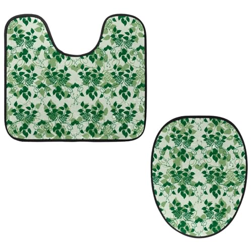 VAPOKF 2-teiliges WC-Vorleger-Set, U-förmige Konturmatte und WC-Deckelbezug, weicher rutschfester Flanell-Badezimmerteppich, WC-Sitzbezug, Blumen-Motiv VAPOKF 2-teiliges WC-Vorleger-Set, U-förmige Konturmatte und WC-Deckelbezug, weicher rutschfester Flanell-Badezimmerteppich, WC-Sitzbezug, Blumen-Motiv von VAPOKF