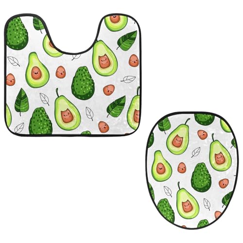 VAPOKF 2-teiliges WC-Vorleger-Set, U-förmige Konturmatte und WC-Deckelbezug, weicher rutschfester Flanell-Badezimmerteppich, WC-Sitzbezug – Avocado-Frucht VAPOKF 2-teiliges WC-Vorleger-Set, U-förmige Konturmatte und WC-Deckelbezug, weicher rutschfester Flanell-Badezimmerteppich, WC-Sitzbezug – Avocado-Frucht von VAPOKF